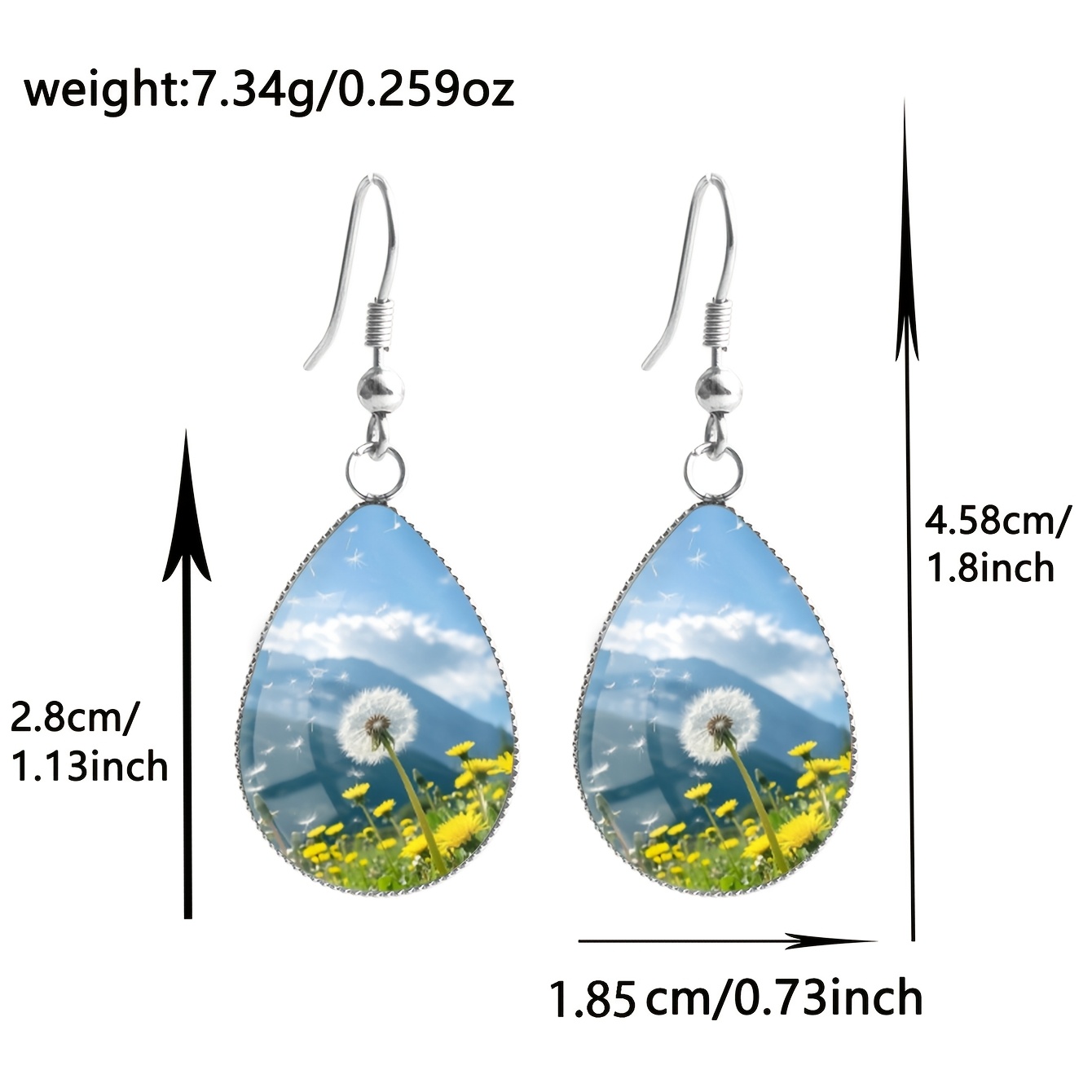 Women's Dandelion Wildflower Drop Earrings, Summer Style